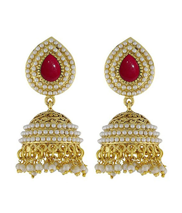 YouBella Ethnic Traditional Jhumki Earrings (Red)